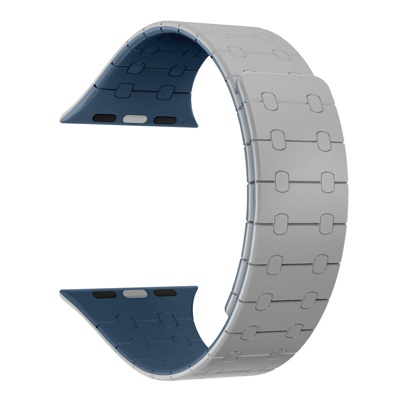 Rixus Magnetic Silicone Band For Apple Watch 42mm, 44mm, 45mm, 49mm Cloud Grey And Blue