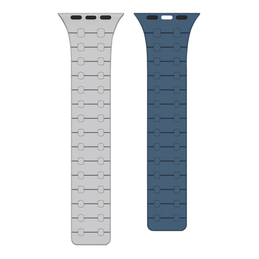 Rixus Magnetic Silicone Band For Apple Watch 38mm, 40mm, 41mm Cloud Grey And Blue