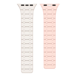 Rixus Magnetic Silicone Band For Apple Watch 42mm, 44mm, 45mm, 49mm White And Pink