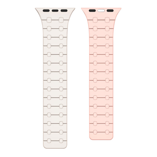 Rixus Magnetic Silicone Band For Apple Watch 42mm, 44mm, 45mm, 49mm White And Pink