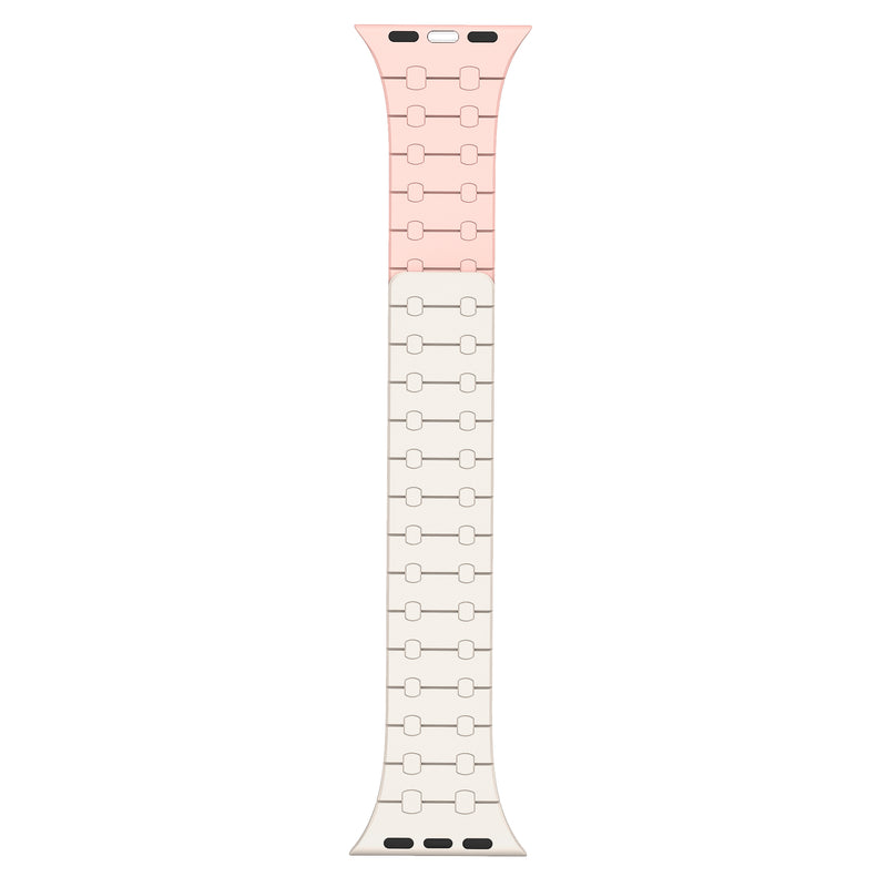 Rixus Magnetic Silicone Band For Apple Watch 42mm, 44mm, 45mm, 49mm White And Pink