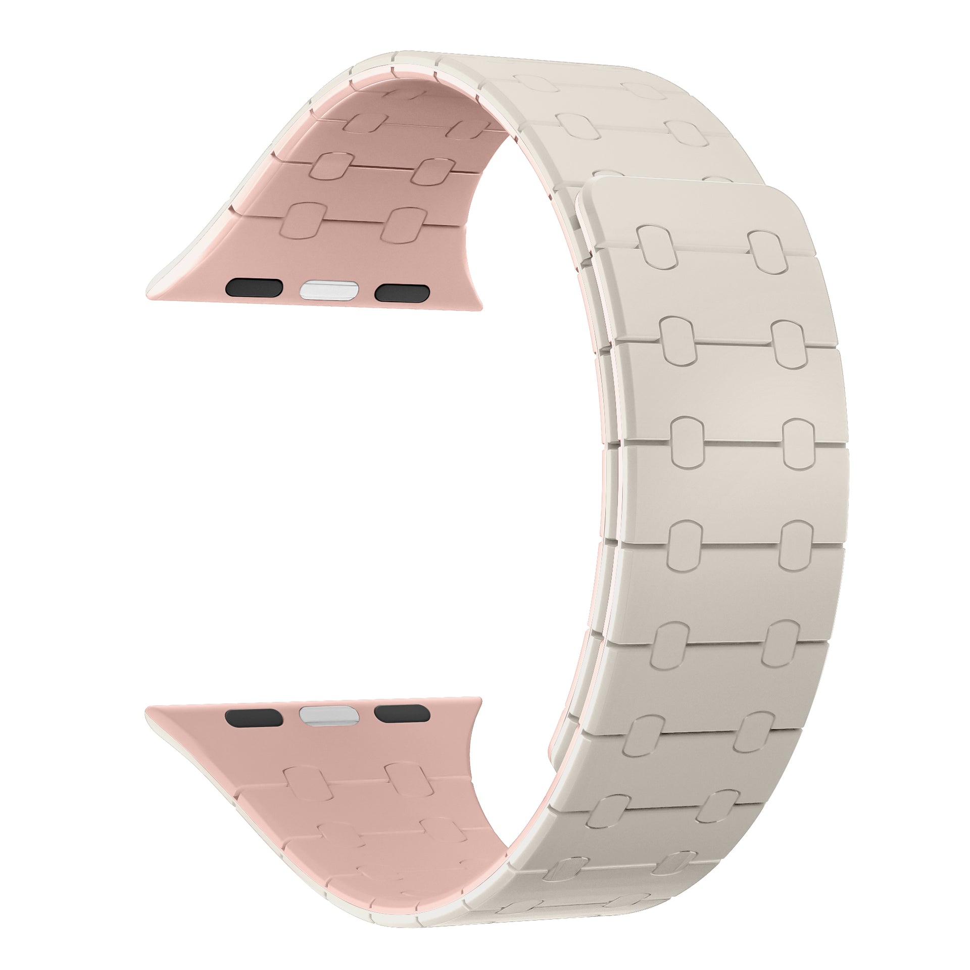 Rixus Magnetic Silicone Band For Apple Watch 42mm, 44mm, 45mm, 49mm White And Pink