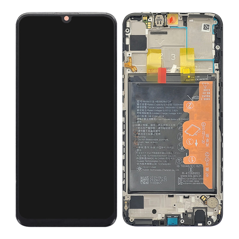 Huawei P Smart (2019) Display And Digitizer With Frame Black Service Pack