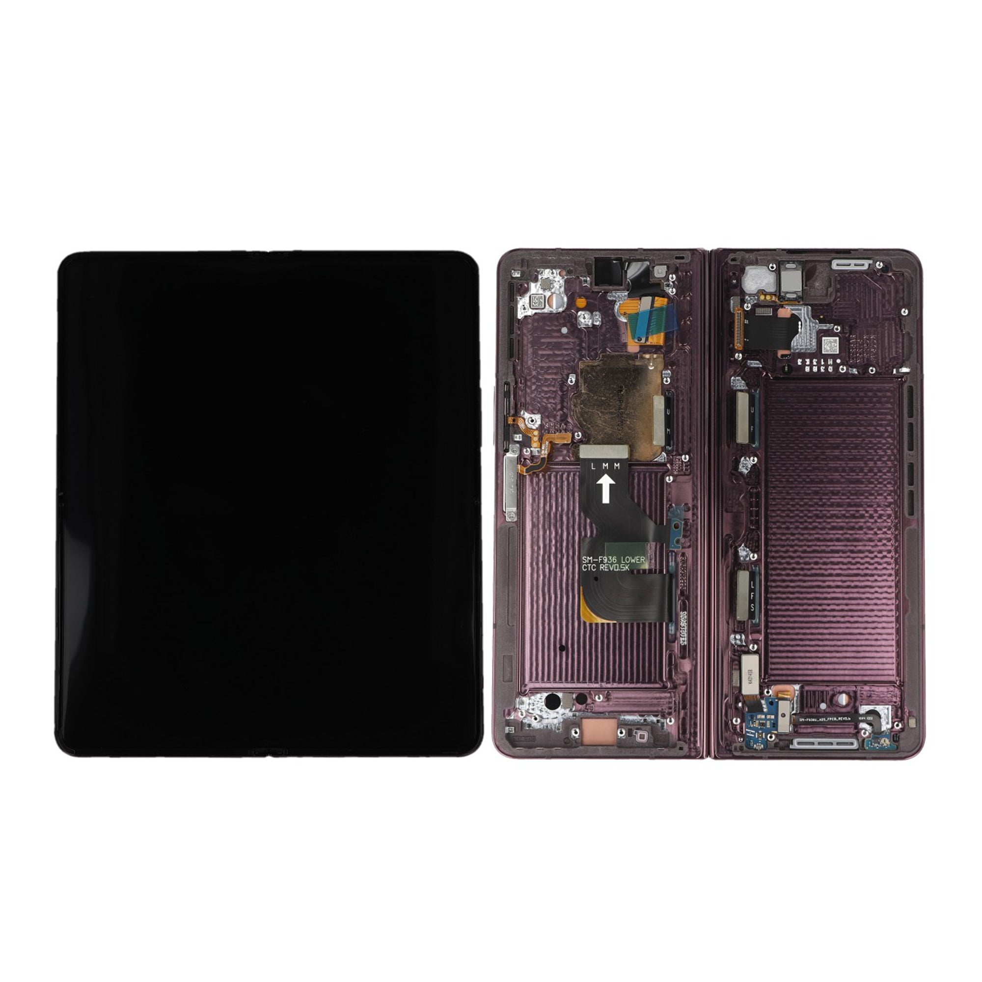 Samsung Galaxy Z Fold4 5G F936B Main Display And Digitizer With Frame Burgundy Service Pack