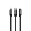 Rixus RXUC61 Retractable 3 in 1 Cable Desktop USB-C Fast Charger 1.7m 100W Black