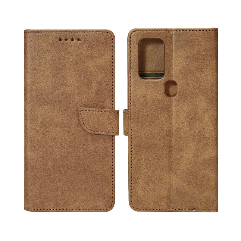 Rixus Bookcase For Samsung Galaxy A21s Light Brown