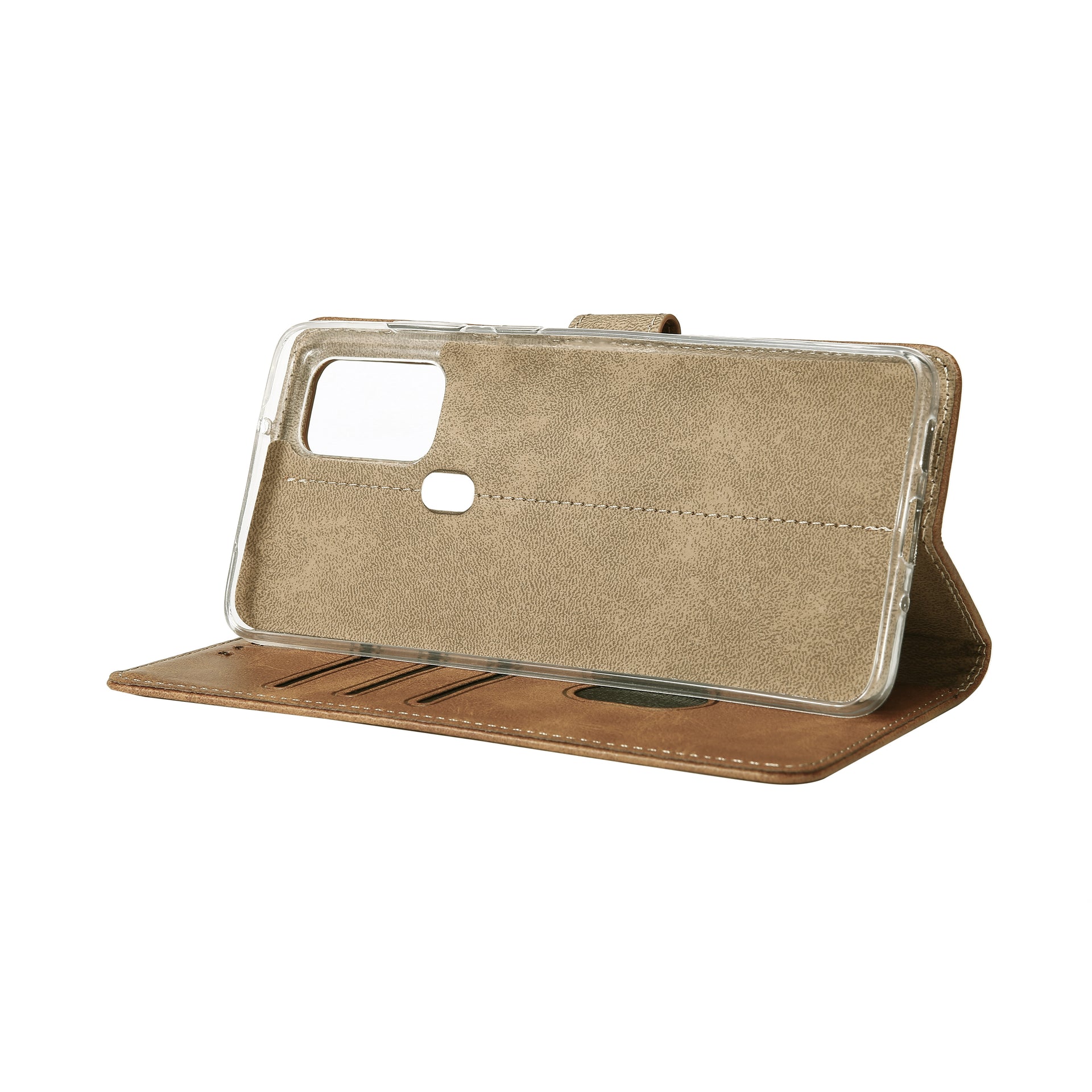 Rixus Bookcase For Samsung Galaxy A21s Light Brown