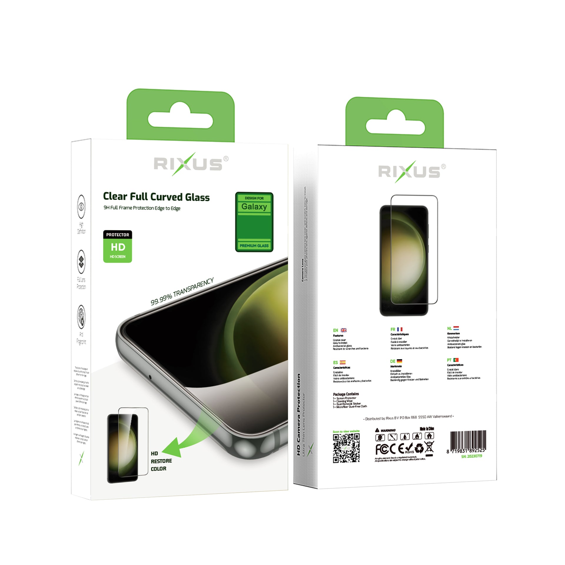Rixus Clear HD Full Curved Edge Tempered Glass For Samsung Galaxy A35, A55