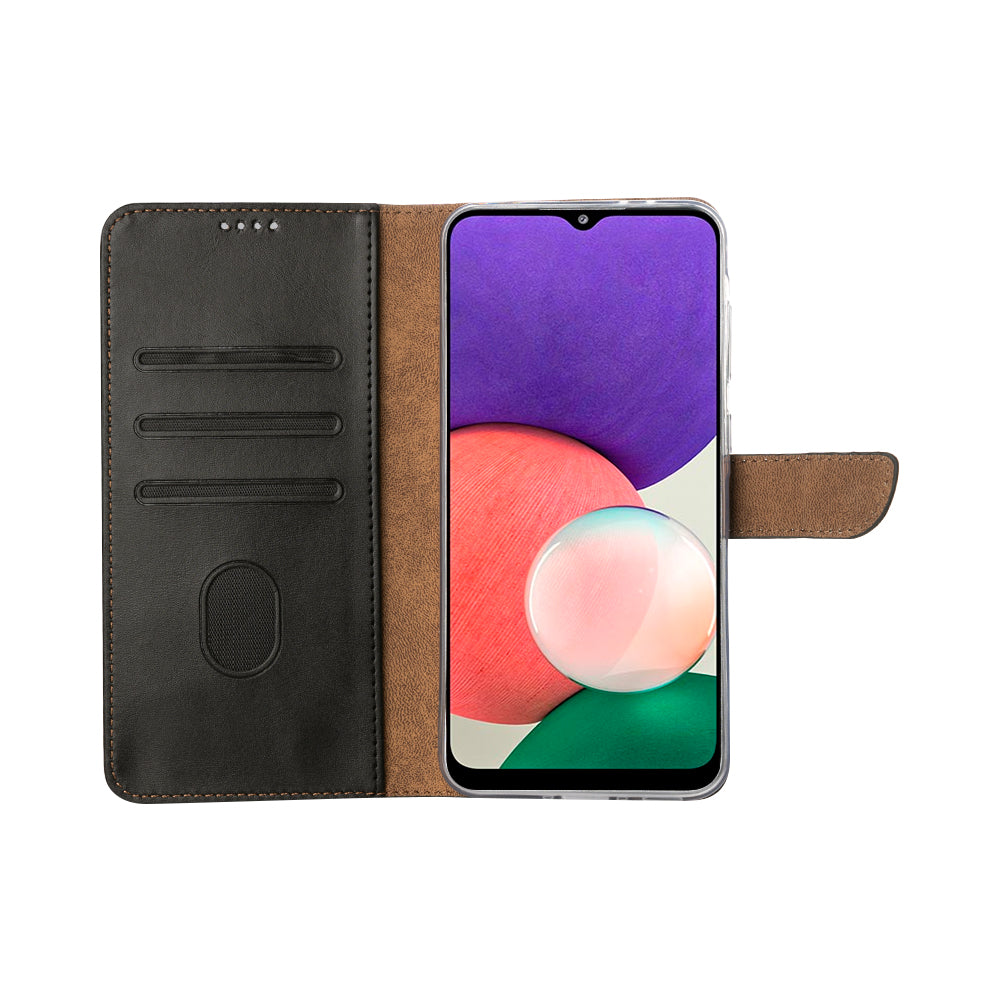 Rixus Bookcase For Samsung Galaxy A22 5G Black