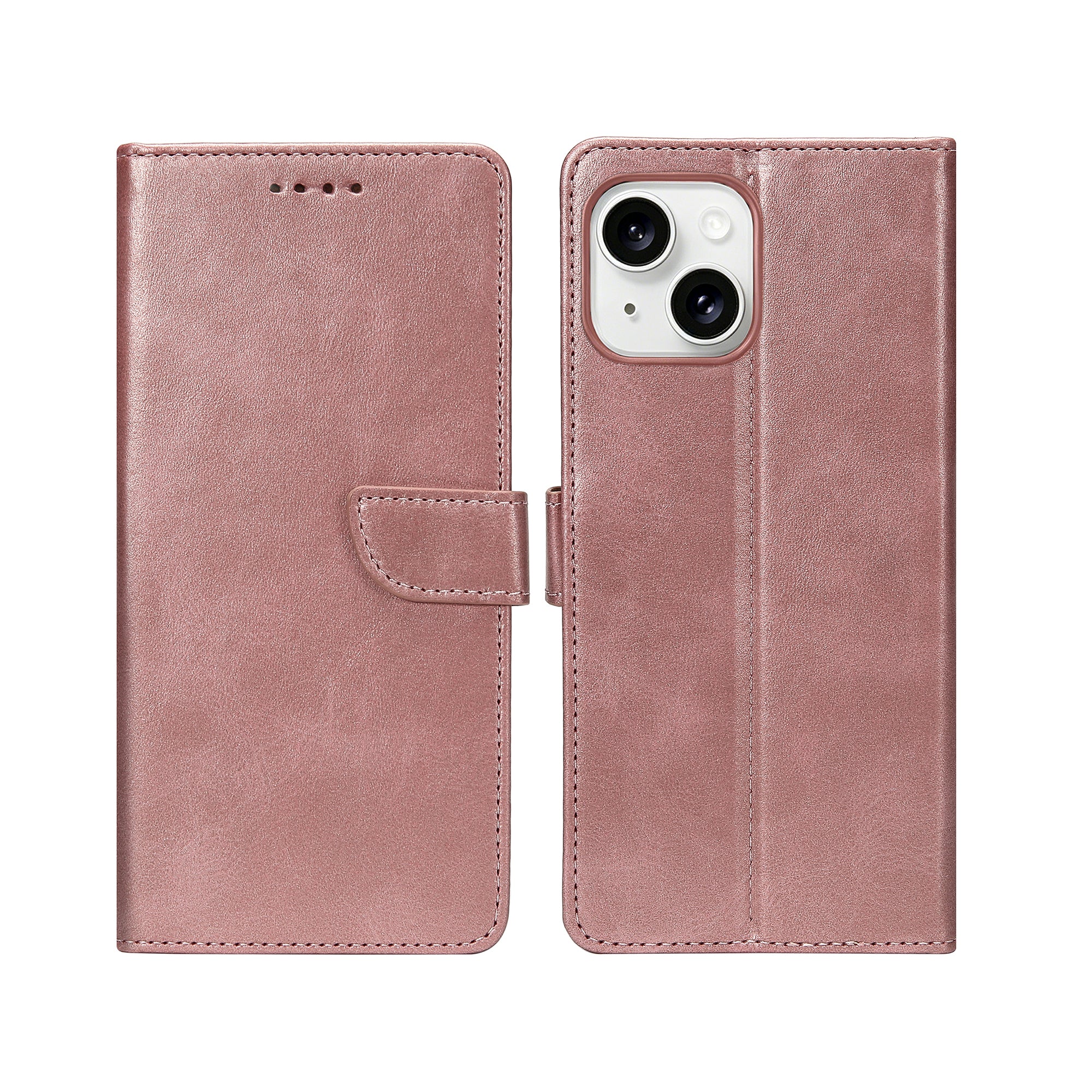 Rixus Bookcase For Apple iPhone 15 Pink