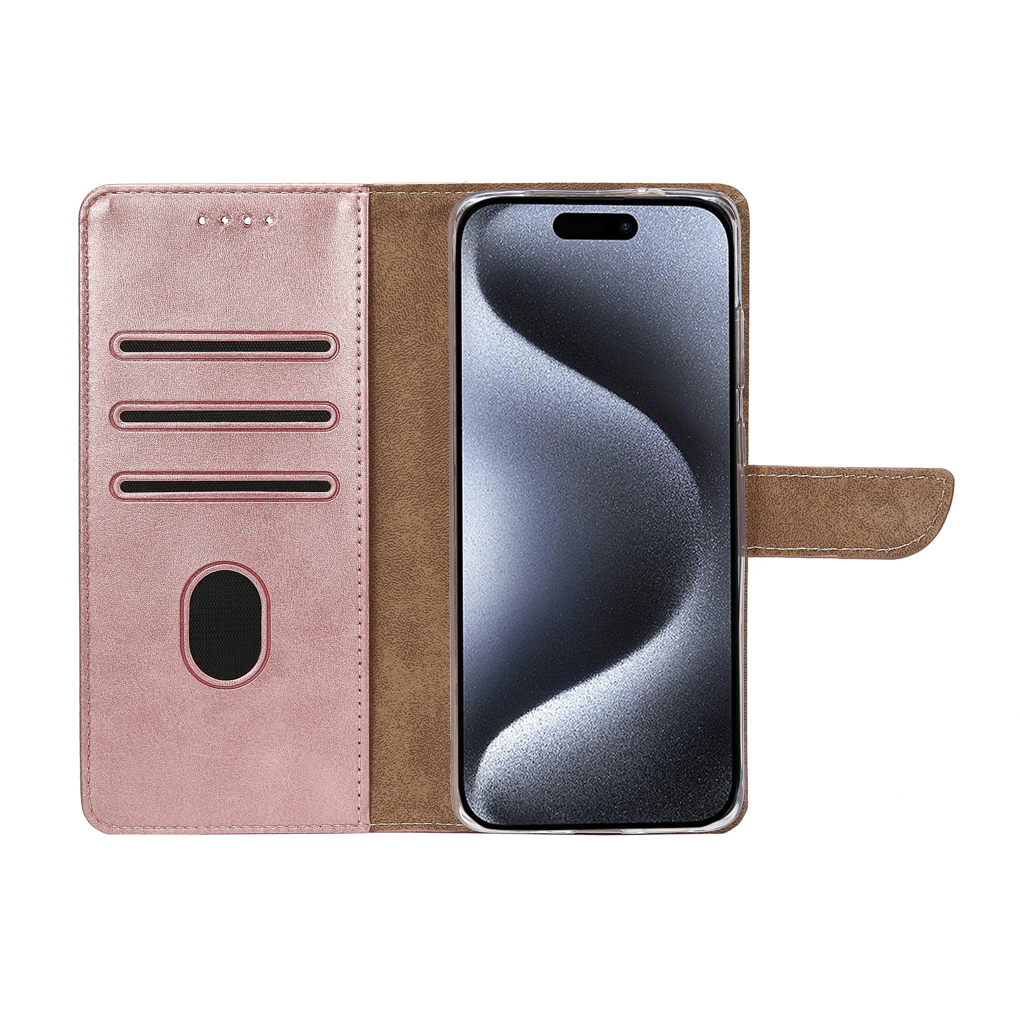Rixus Bookcase For Apple iPhone 15 Pro Pink