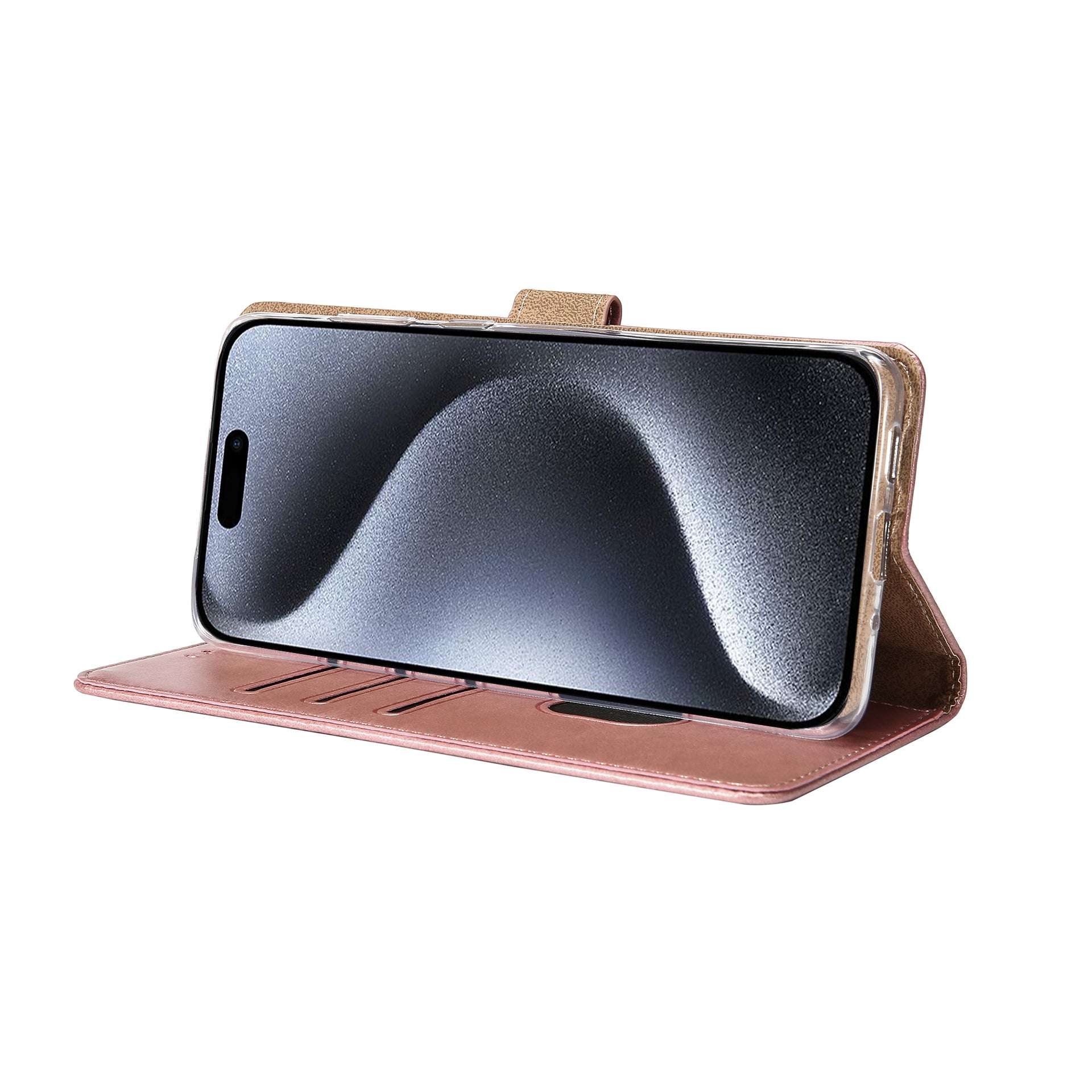 Rixus Bookcase For Apple iPhone 15 Pro Pink