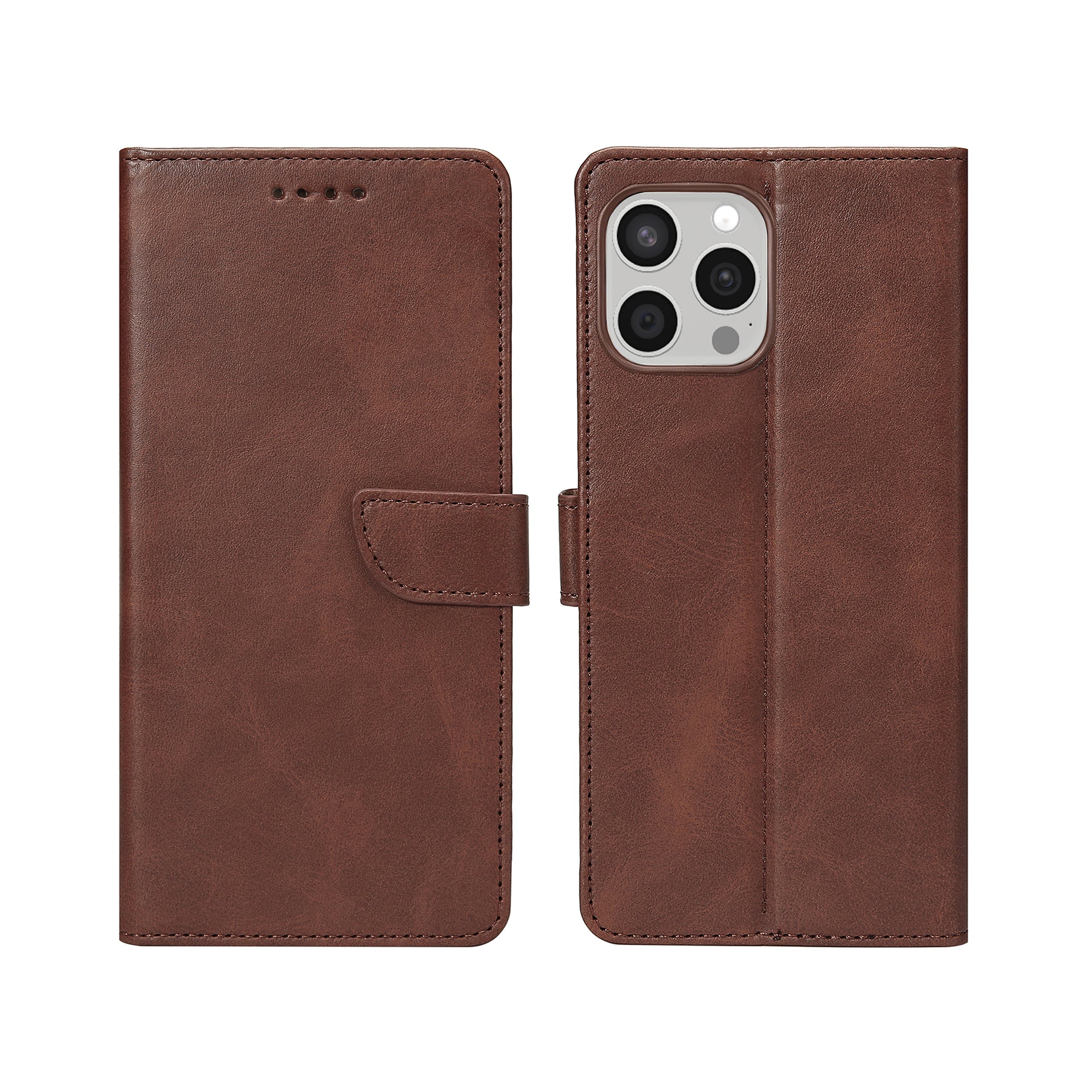 Rixus Bookcase For Apple iPhone 15 Pro Max Brown