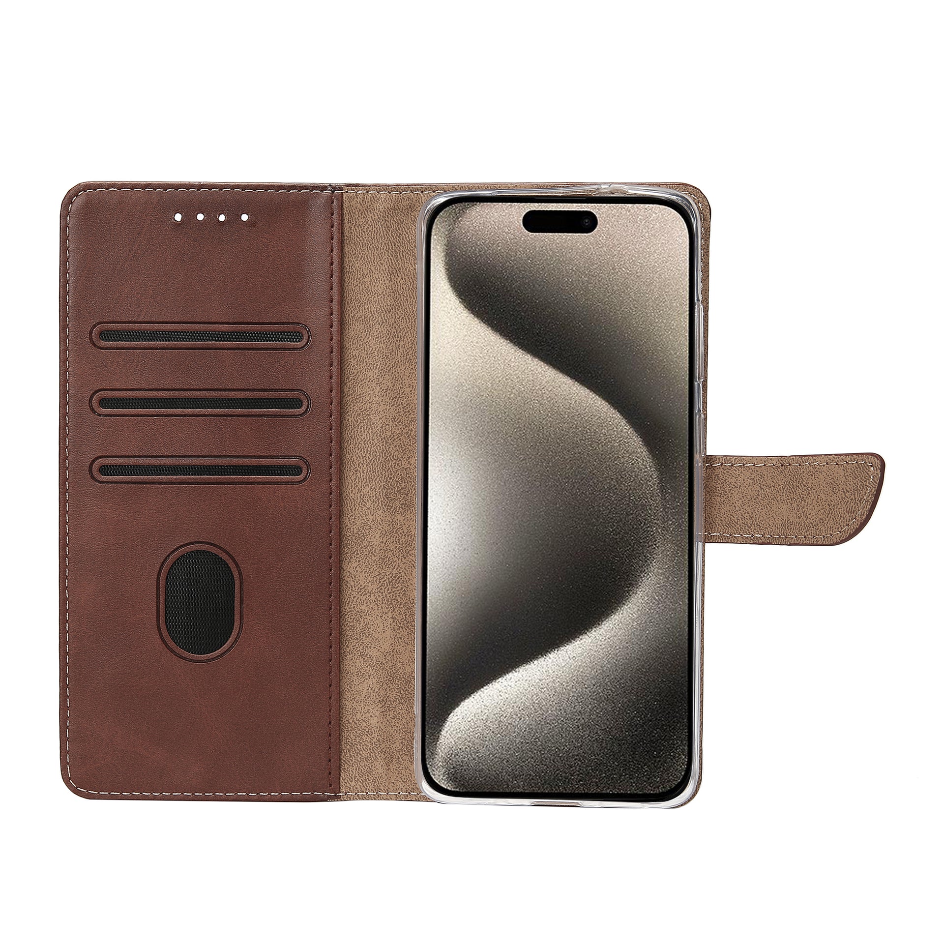 Rixus Bookcase For Apple iPhone 15 Pro Max Brown