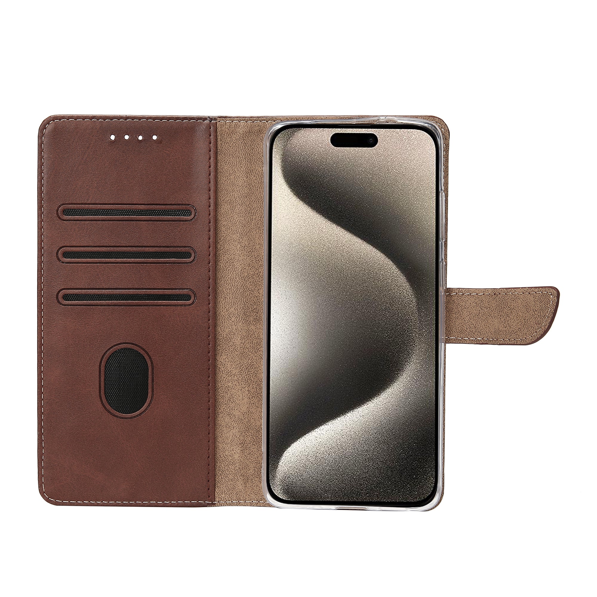 Rixus Bookcase For Apple iPhone 15 Pro Max Brown