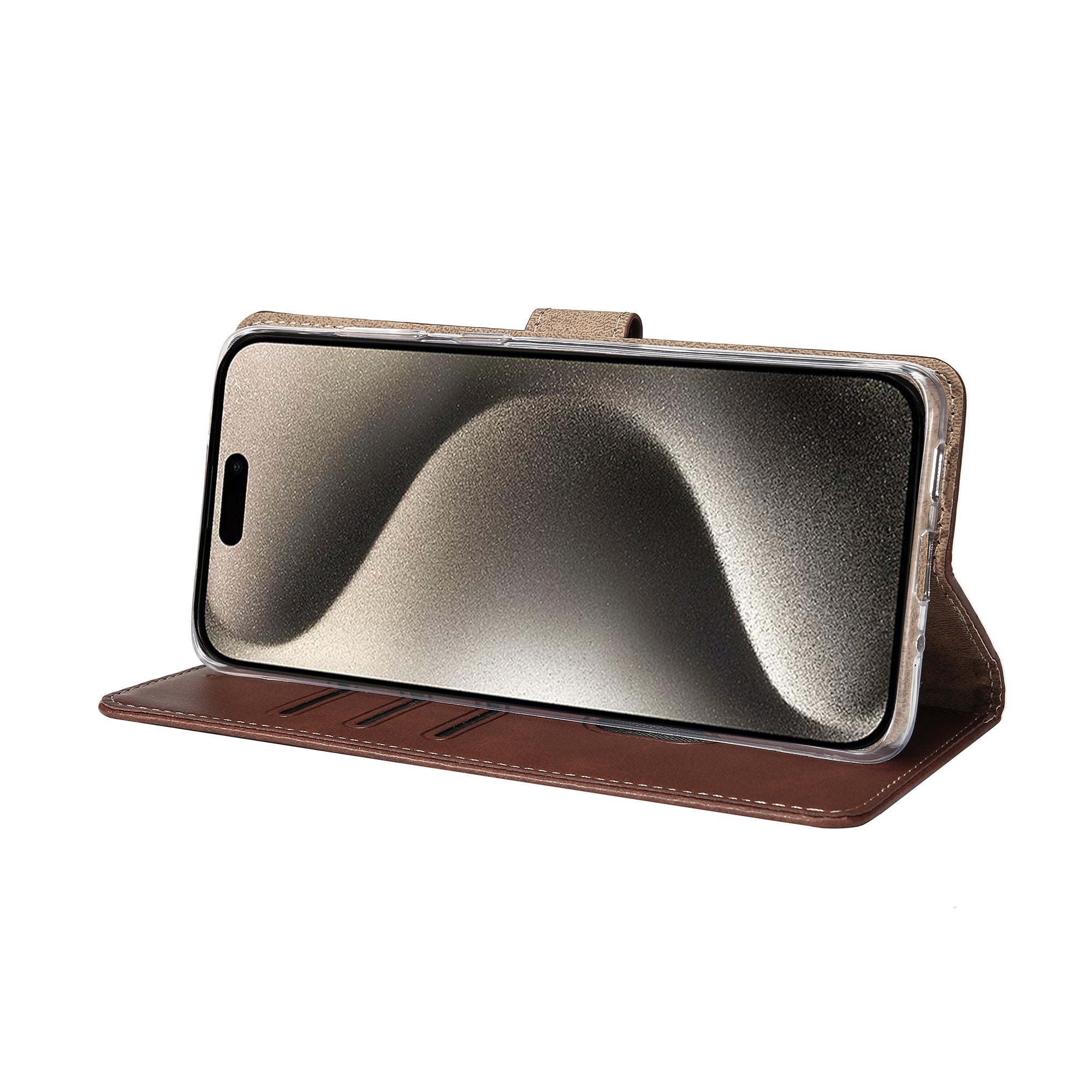 Rixus Bookcase For Apple iPhone 15 Pro Max Brown