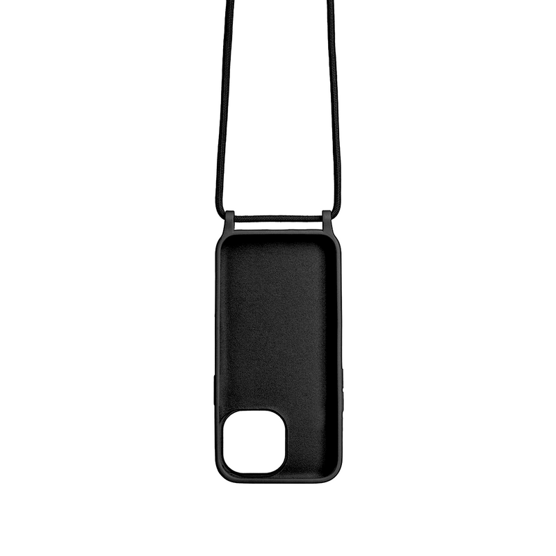 Rixus For iPhone 11 TPU Necklace Cord Cover Black