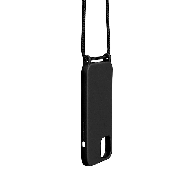 Rixus For iPhone 11 TPU Necklace Cord Cover Black