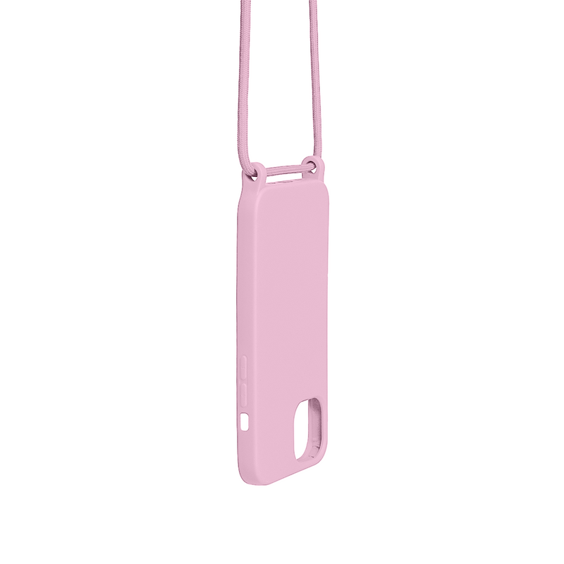 Rixus For iPhone 11 TPU Necklace Cord Cover Pink