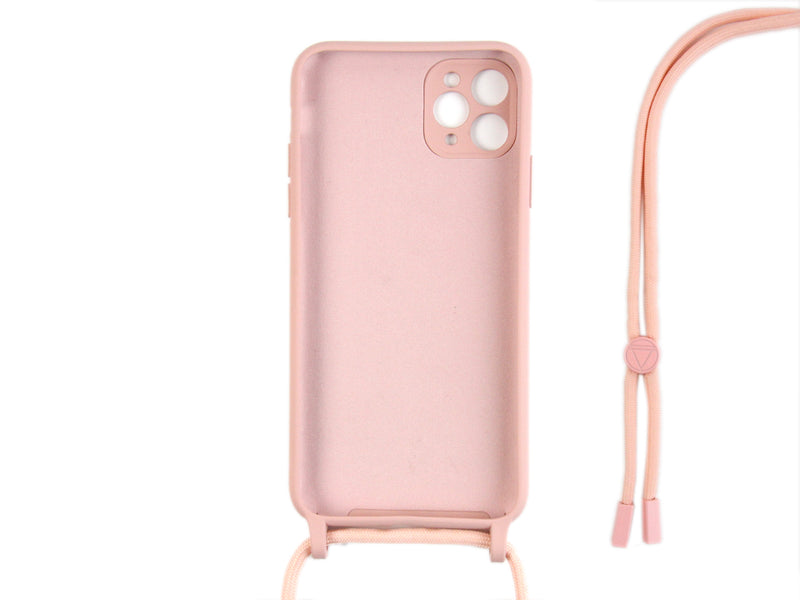 Rixus TPU Necklace Cord Cover For Apple iPhone 11 Pro Max Pink