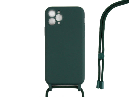 Rixus TPU Necklace Cord Cover For Apple iPhone 11 Pro Max Dark Green