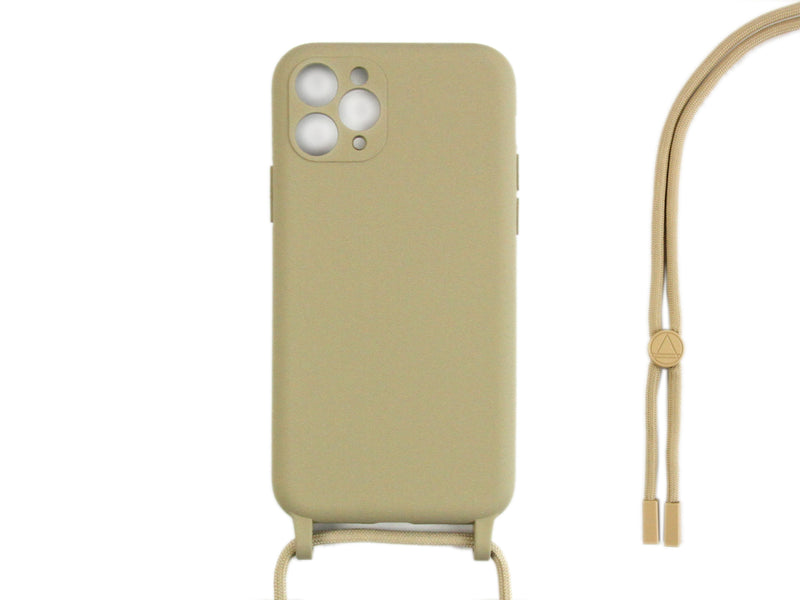 Rixus For iPhone 11 Pro Max TPU Necklace Cord Cover Gold
