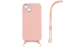 Rixus For iPhone 13 Mini TPU Necklace Cord Cover Pink