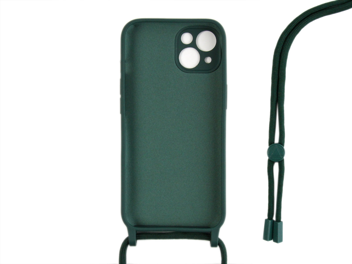 Rixus TPU Necklace Cord Cover For Apple iPhone 13 Mini Dark Green