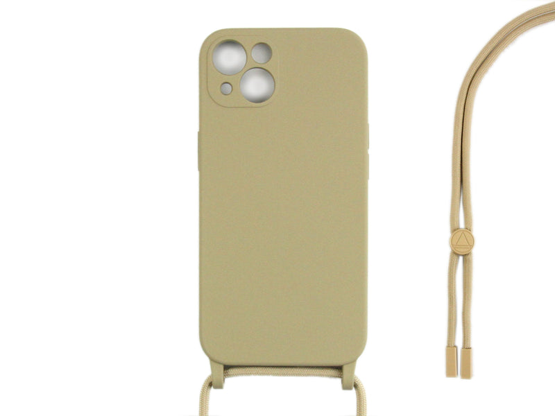 Rixus For iPhone 13 Mini TPU Necklace Cord Cover Gold