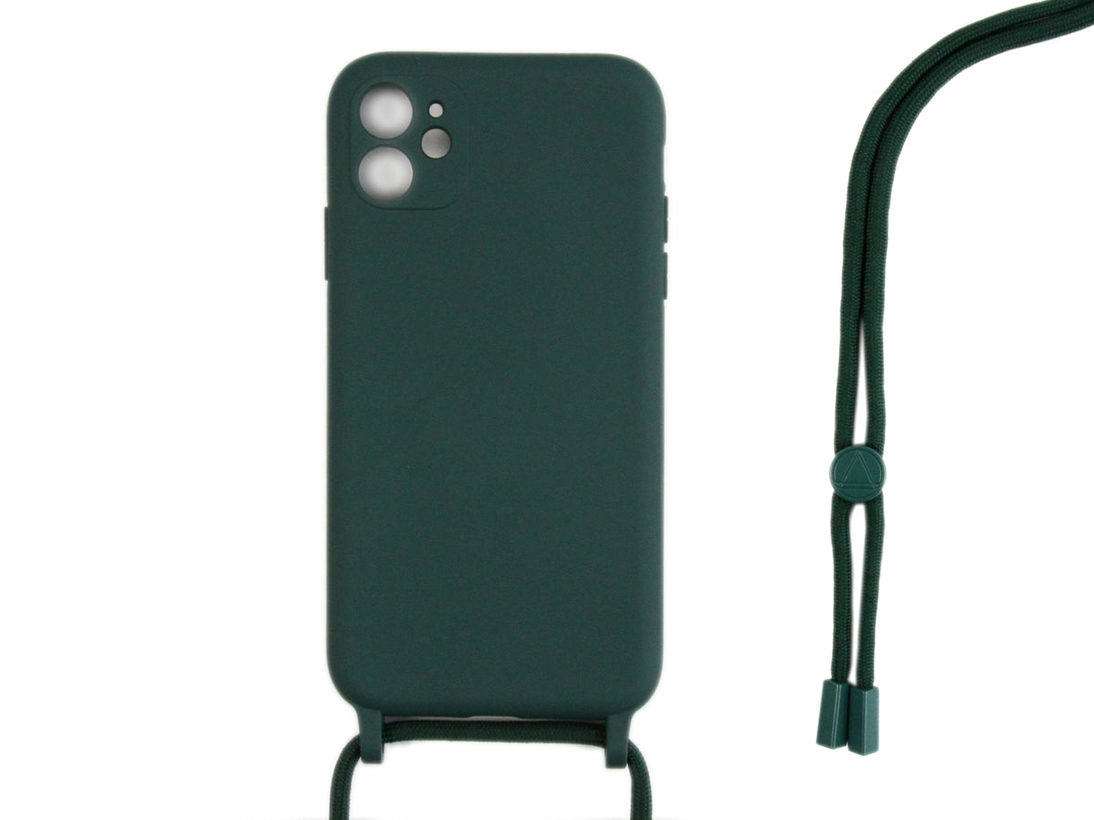 Rixus TPU Necklace Cord Cover For Apple iPhone 12 Mini Dark Green