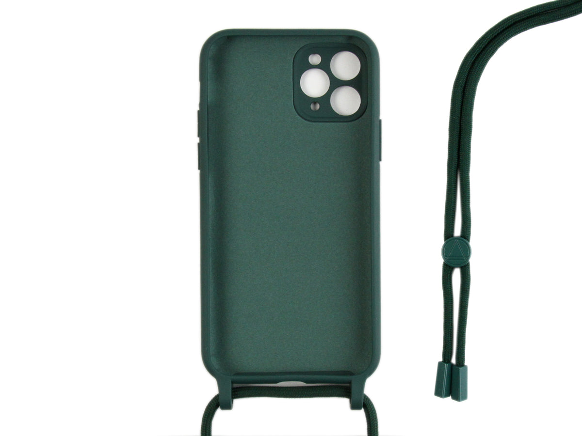 Rixus TPU Necklace Cord Cover For Apple iPhone 11 Pro Dark Green