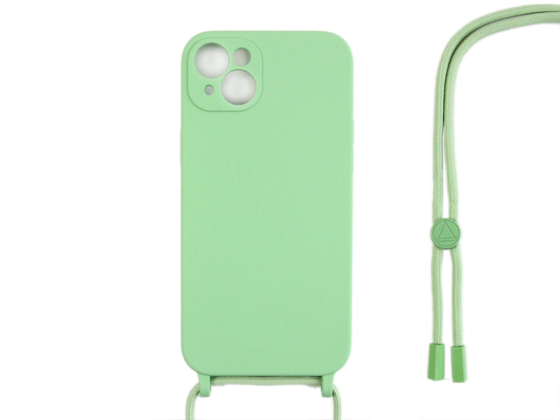 Rixus For iPhone 14 Plus TPU Necklace Cord Cover Matcha