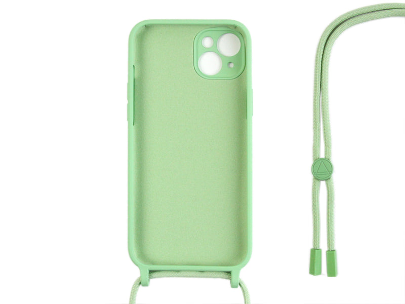 Rixus For iPhone 14 Plus TPU Necklace Cord Cover Matcha