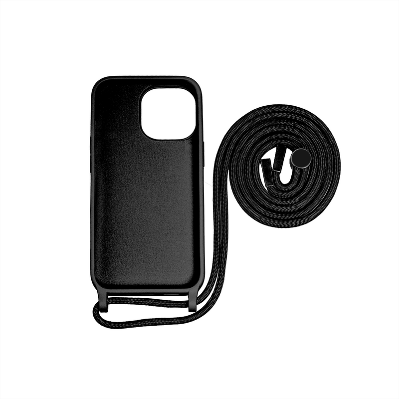 Rixus For iPhone 14 Plus TPU Necklace Cord Cover Black