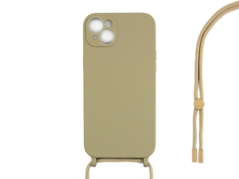 Rixus For iPhone 14 Plus TPU Necklace Cord Cover Gold