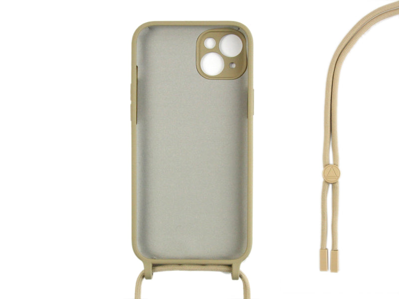 Rixus For iPhone 14 Plus TPU Necklace Cord Cover Gold