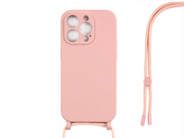 Rixus TPU Necklace Cord Cover For Apple iPhone 13 Pro Pink