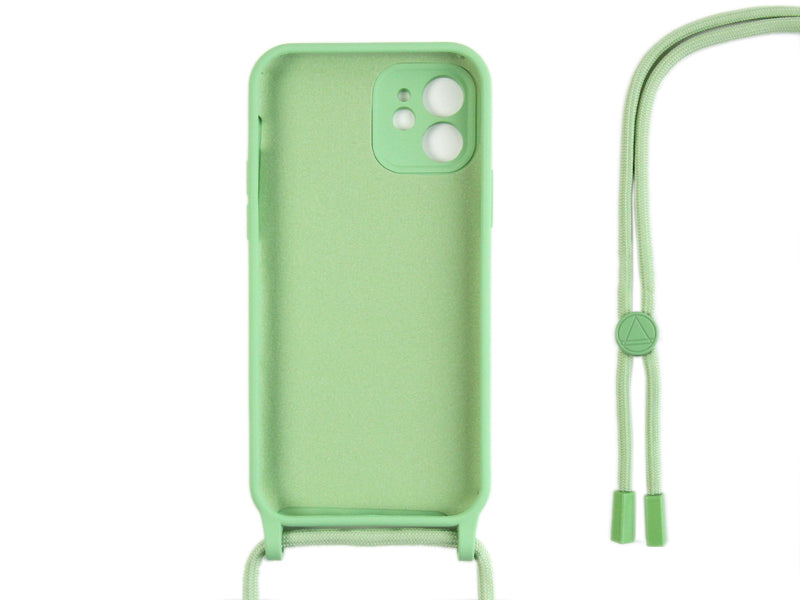 Rixus For iPhone 12 TPU Necklace Cord Cover Matcha