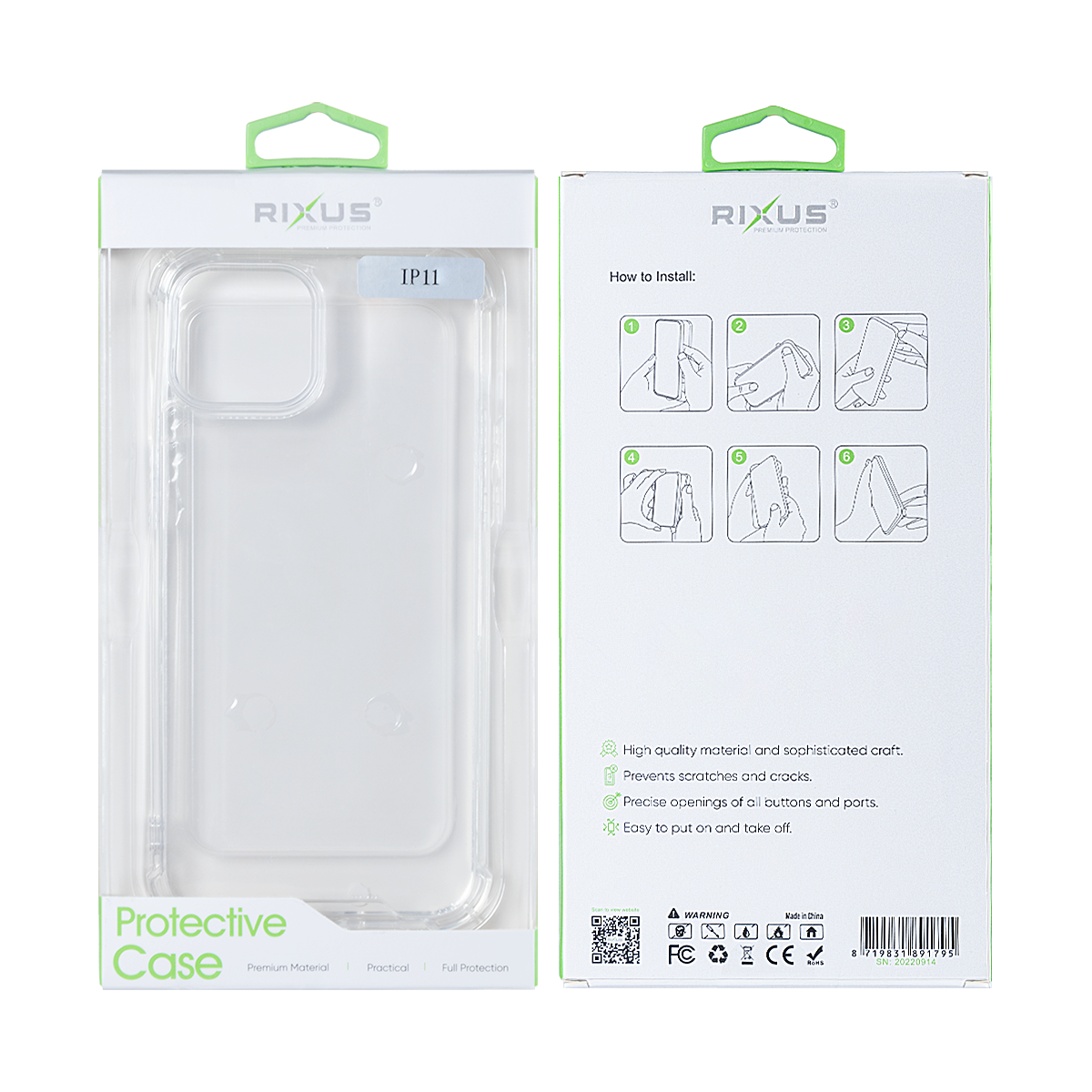 Rixus Anti-Burst Case For Apple iPhone 11 Transparent