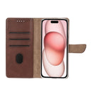 Rixus Bookcase For Apple iPhone 15 Brown