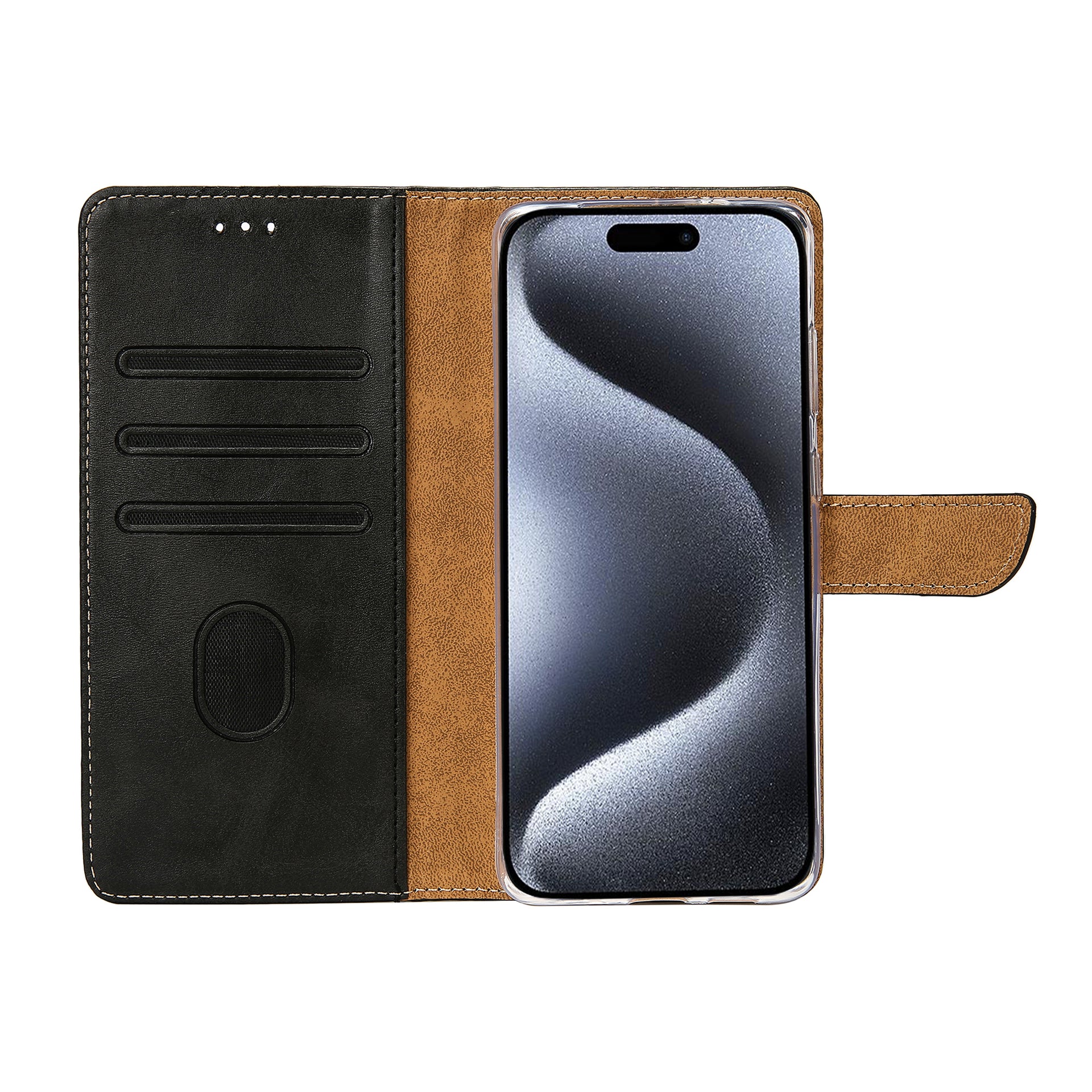 Rixus Bookcase For Apple iPhone 15 Pro Black