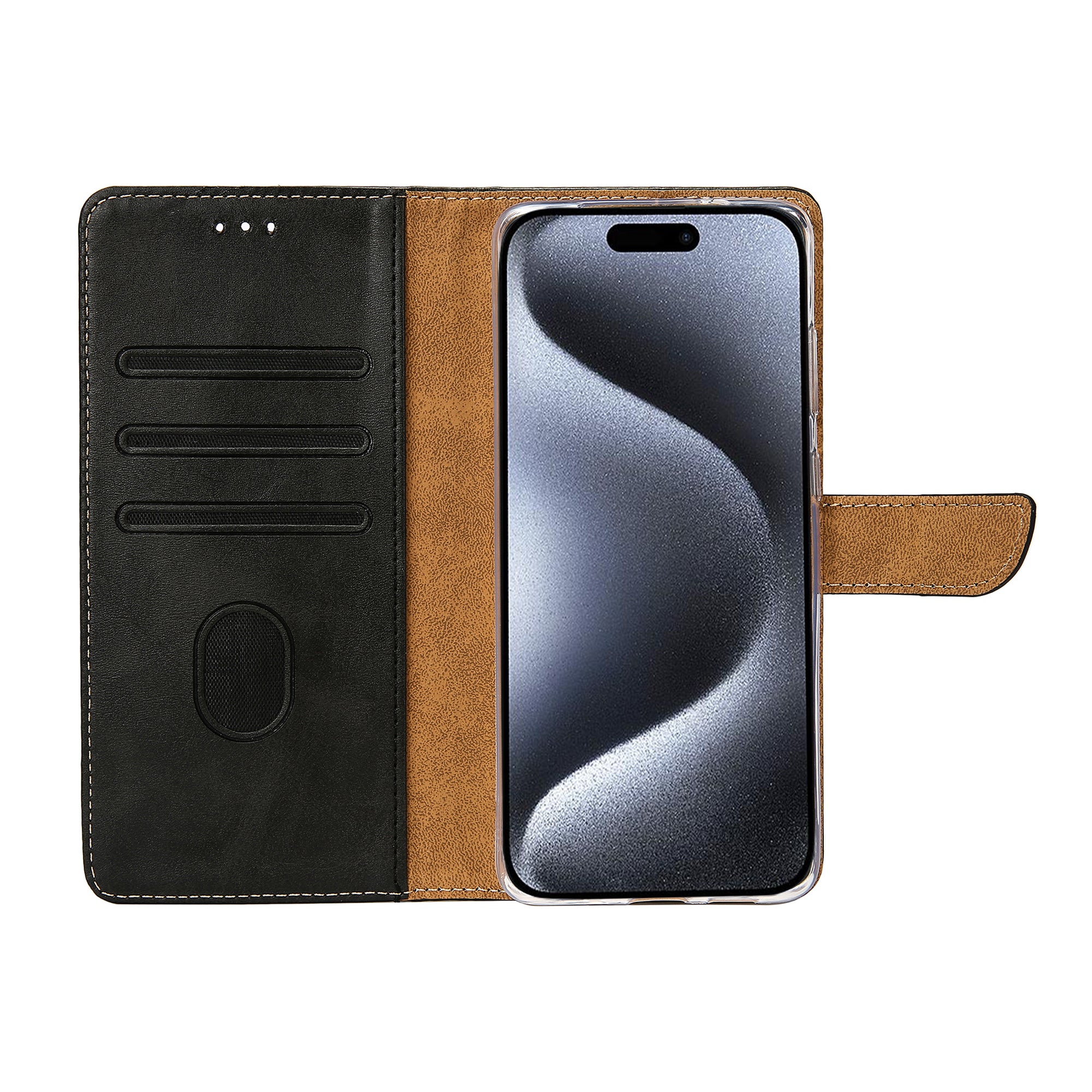 Rixus Bookcase For Apple iPhone 15 Pro Black