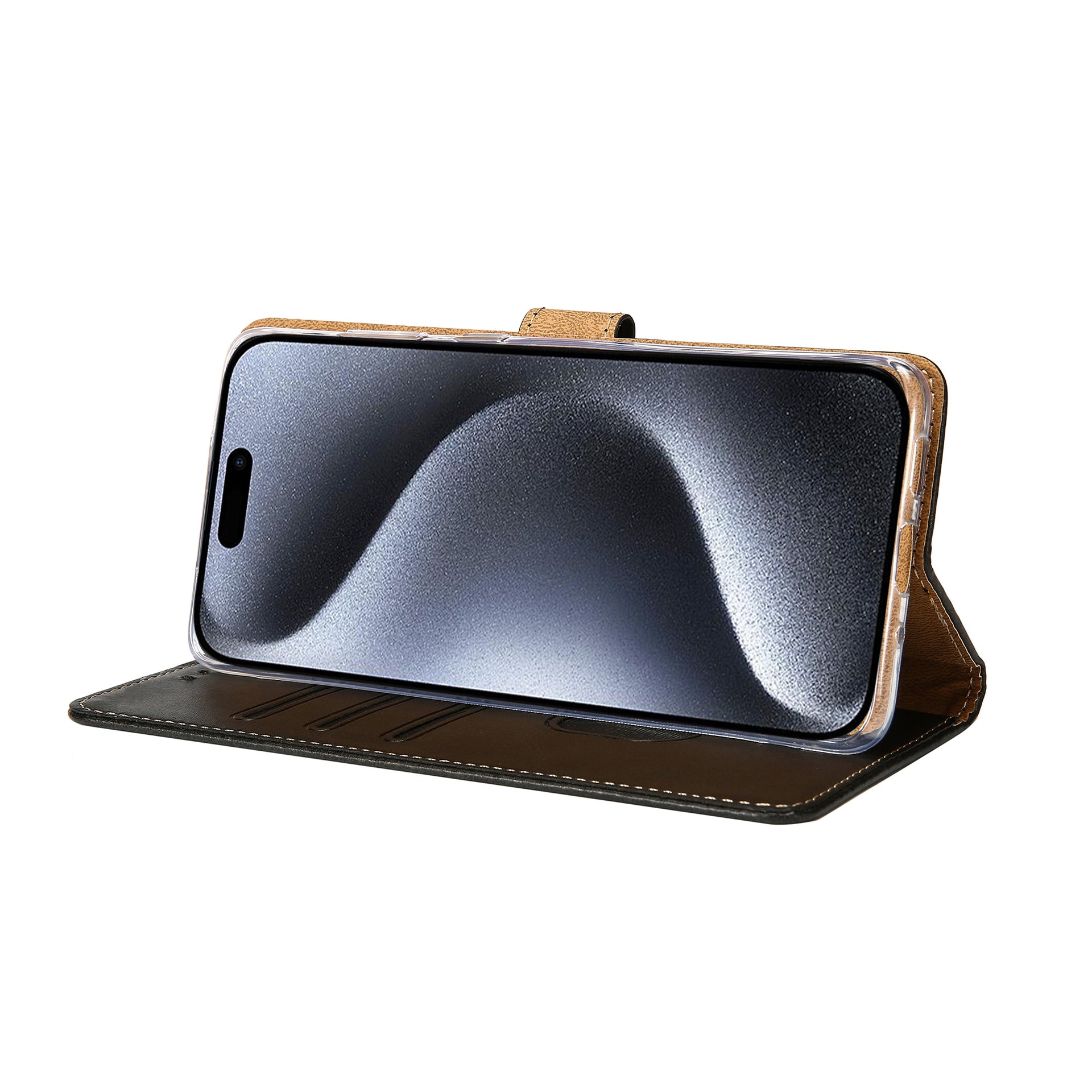 Rixus Bookcase For Apple iPhone 15 Pro Black