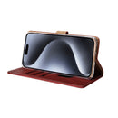 Rixus Bookcase For Apple iPhone 15 Pro Dark Red