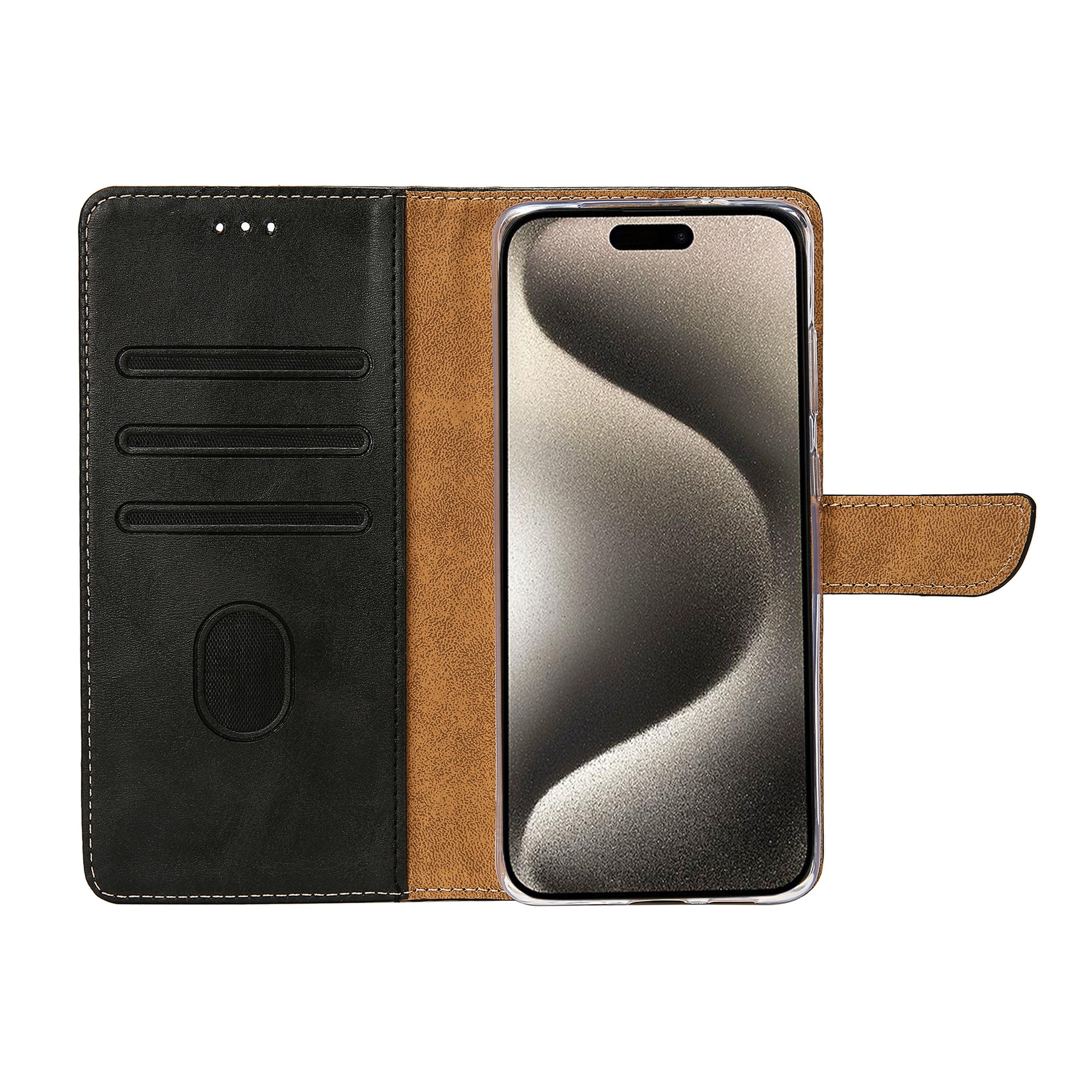 Rixus Bookcase For Apple iPhone 15 Pro Max Black