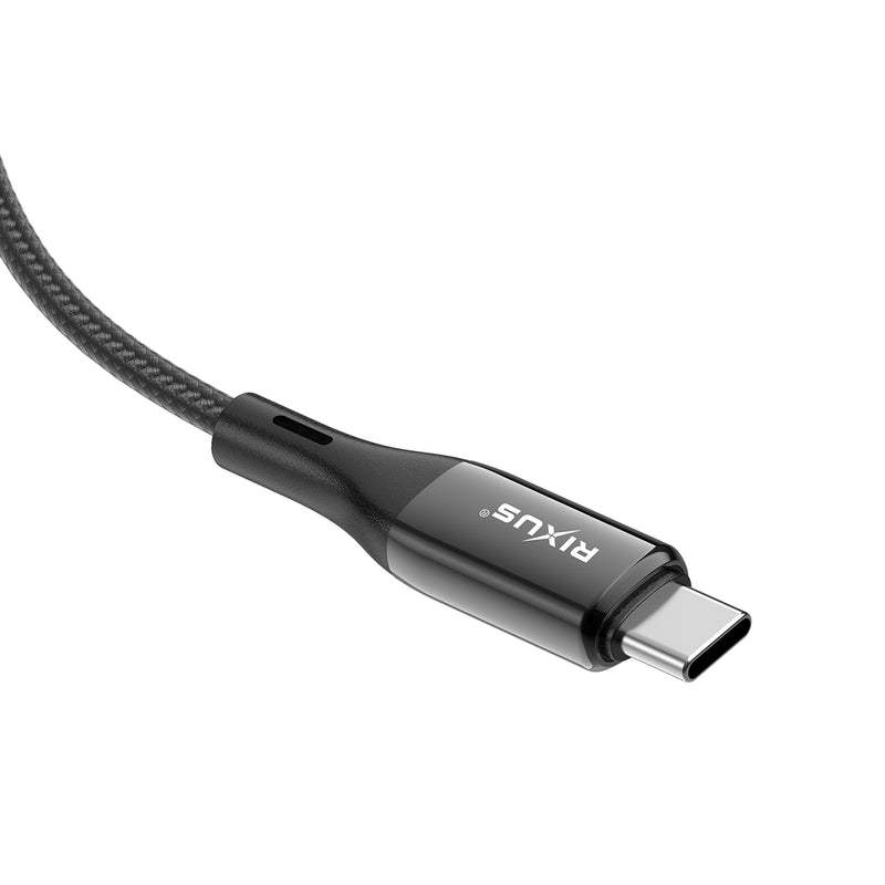 Rixus RXUC28C Braided USB-C Cable With LED Display 100CM Black