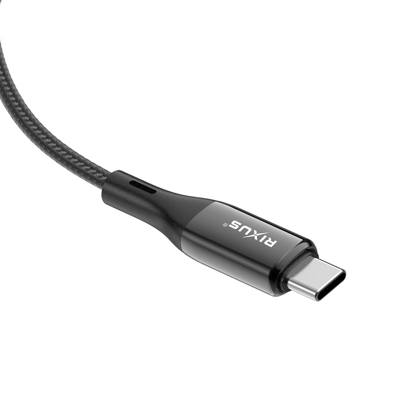 Rixus RXUC28L Braided USB-C To Lightning Cable With LED Display 1m Black