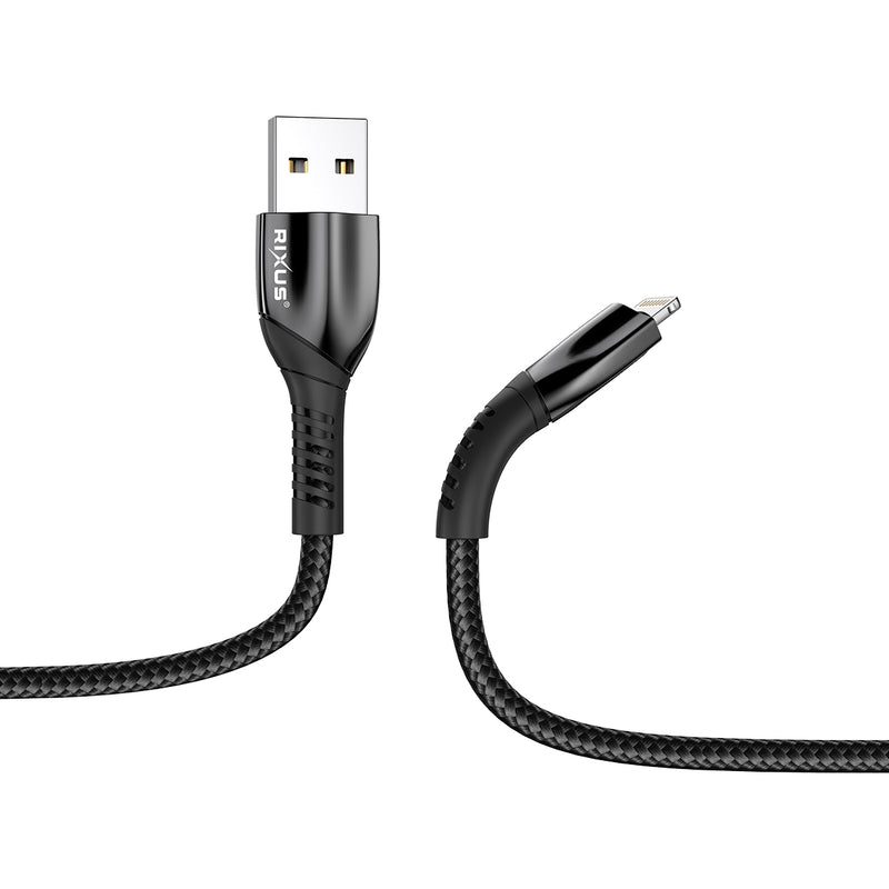 Rixus RXUC30AL Alloy USB To Lightning Data Cable 100CM Black