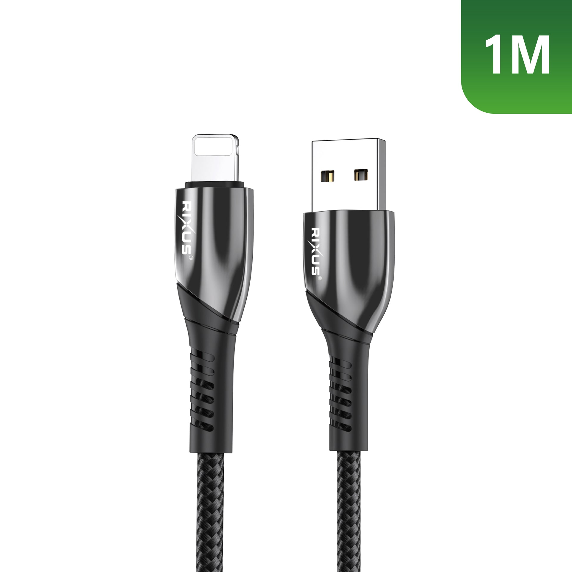 Rixus RXUC30AL Alloy USB To Lightning Connector Data Cable Metal Gray