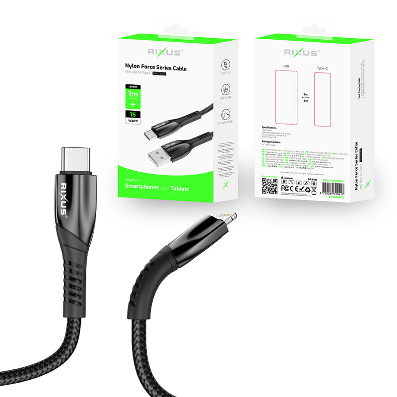 Rixus RXUC30L  Alloy USB-C To Lightning Data Cable Metal Gray